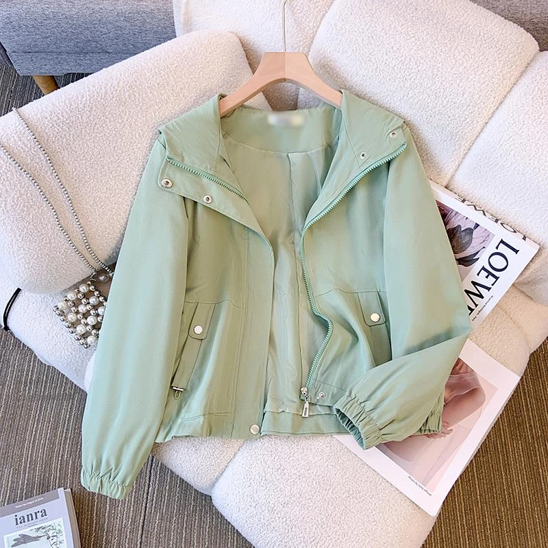连帽开衫夹克外套女春秋2025新款高级感超好看宽松工装风衣冲锋衣