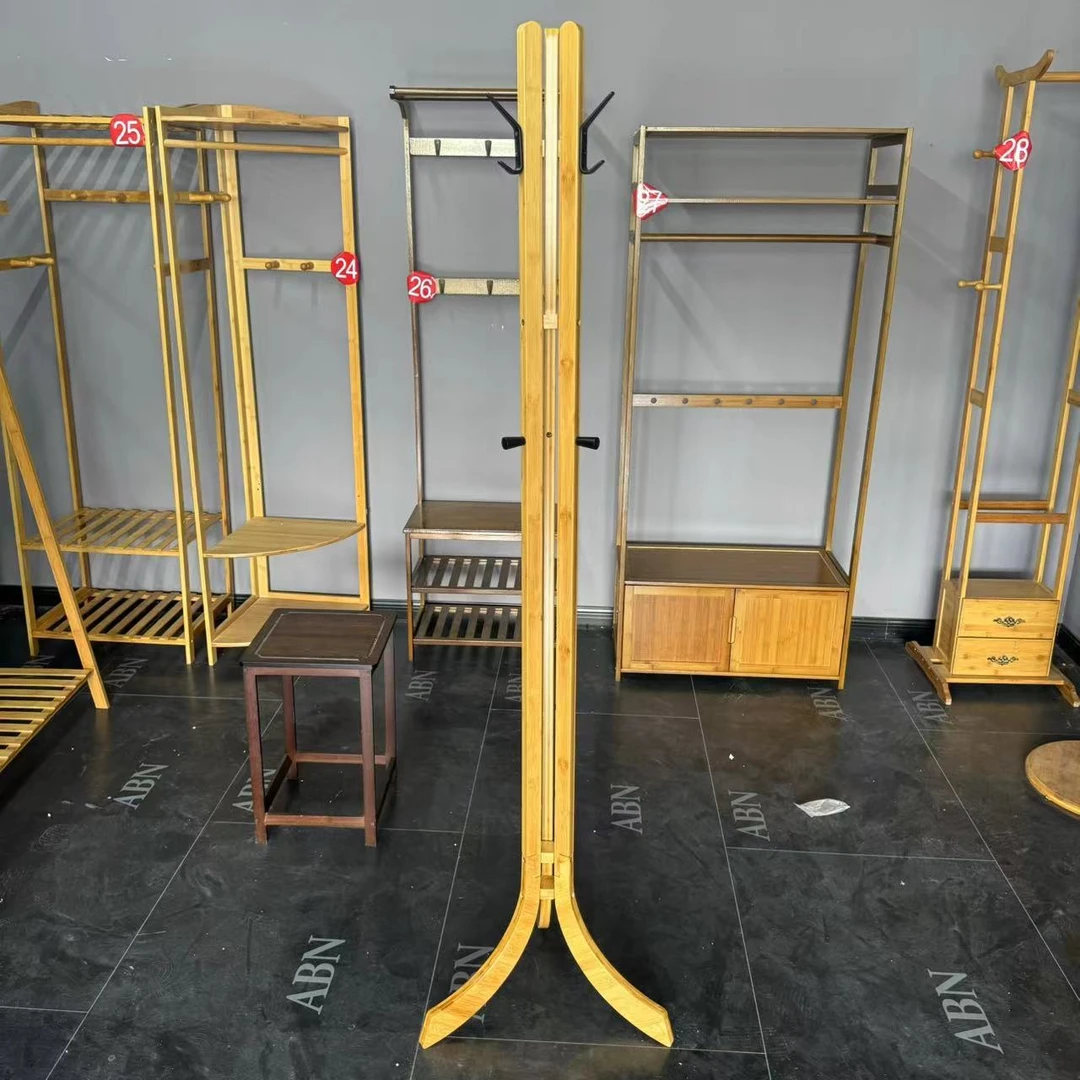 全楠竹衣帽架简易客厅新中式落地家用创意简约北欧立式包架衣服架