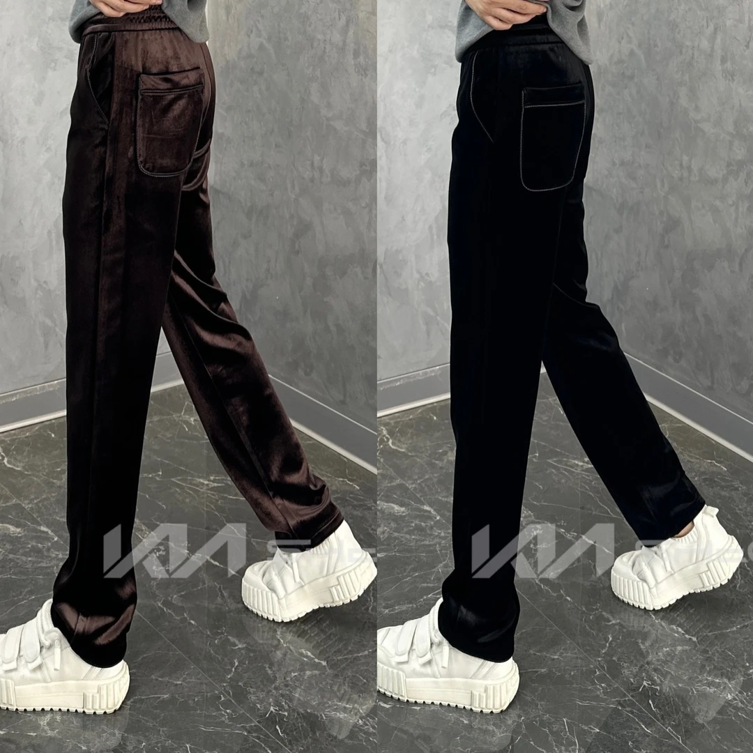 8625春季2025新款男士时尚潮流商务休闲百搭立体剪裁丝绒休闲裤