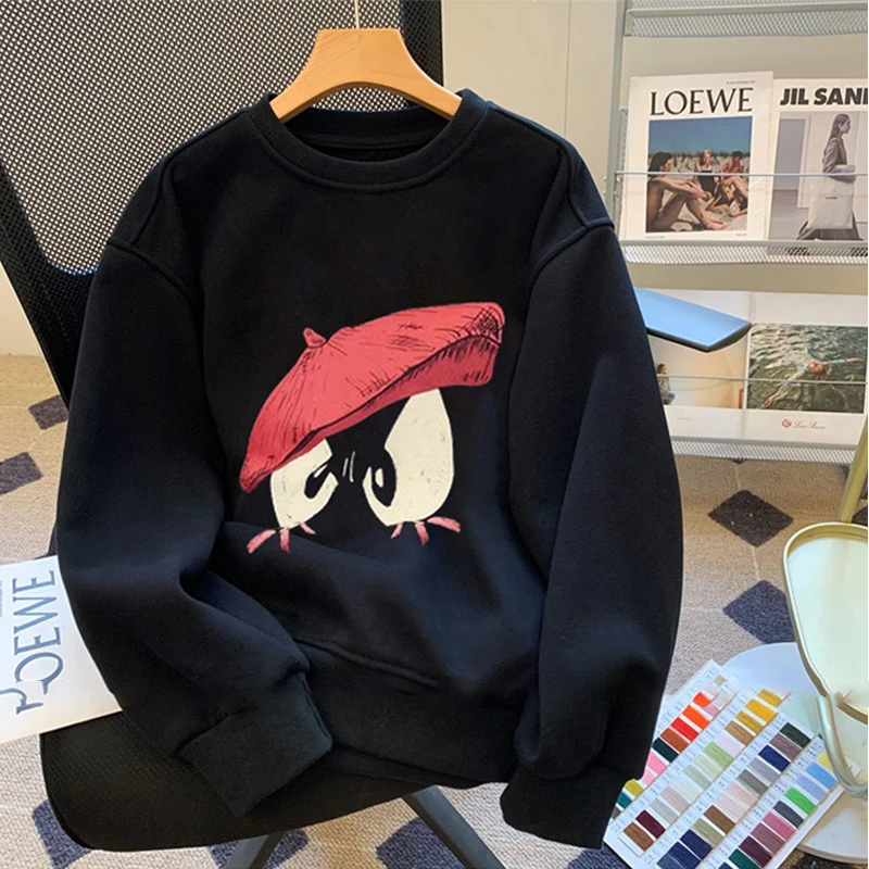 高街潮牌无帽卫衣男女春秋冬季宽松加绒加厚oversize纯棉情侣上衣