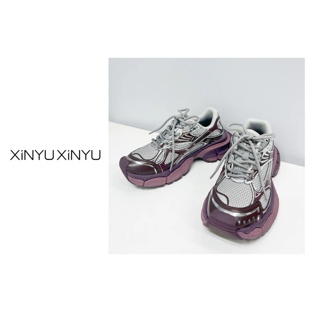 网面底部撞色厚底老爹鞋 XZ3206 时尚 潮流 系带