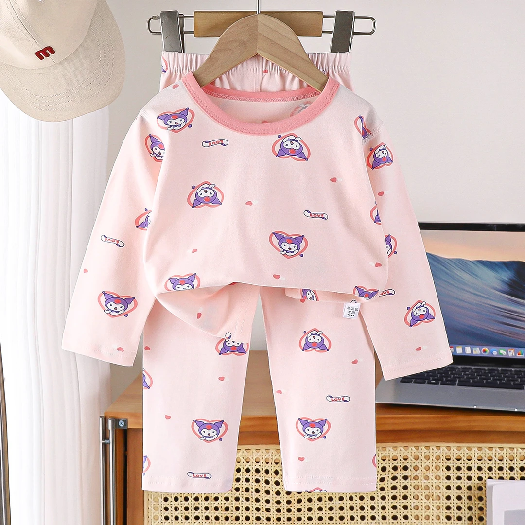 儿童内衣套装男童女孩宝宝春秋莱卡无骨家居服中小童透气儿童秋衣