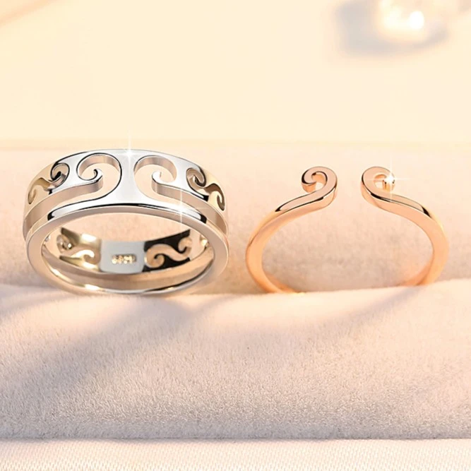 925银戒指 纯银紧箍咒二合一情侣戒指一对男女创意组合对戒指环