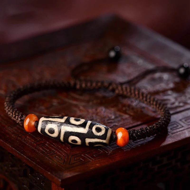 西藏保真品老玛瑙手串九眼玛瑙新款男女款手工可收缩手链保真天然