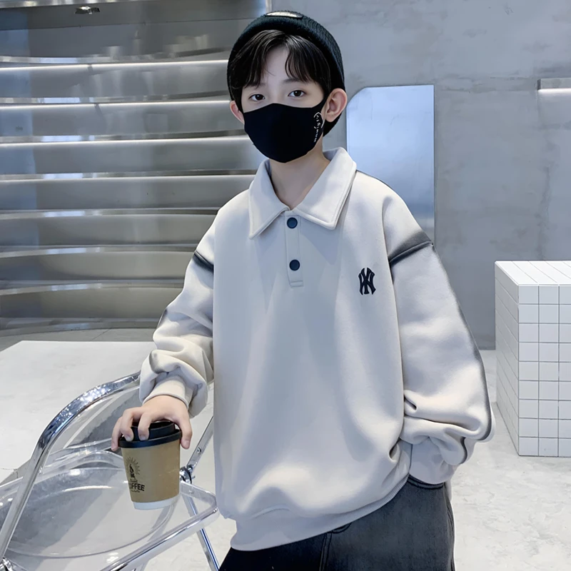 男童春装Polo衫卫衣春秋款2024新款中大儿童装韩版炸街上衣男孩潮