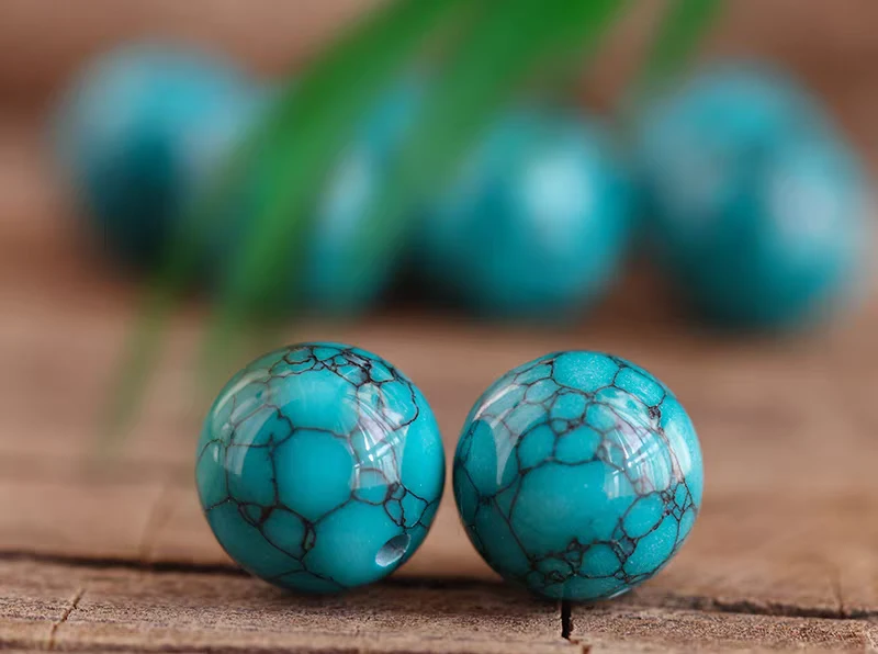 单颗绿网花圆珠老型珠百搭款手串DIY配饰-直播多样性发货