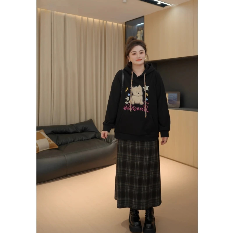 【胖佳佳】童话镇 加绒加厚连帽卫衣时尚减龄上衣H624Z20337