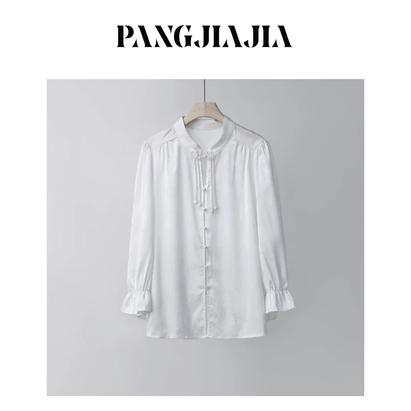 【胖佳佳】上春山 国风盘扣衬衫重工提花新中式长袖上衣H624Z01374