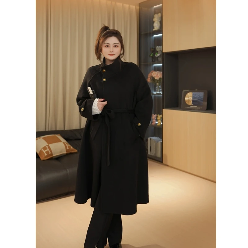 【胖佳佳】cold敌双面大衣 冬季百搭长款双面呢外套H624M15720