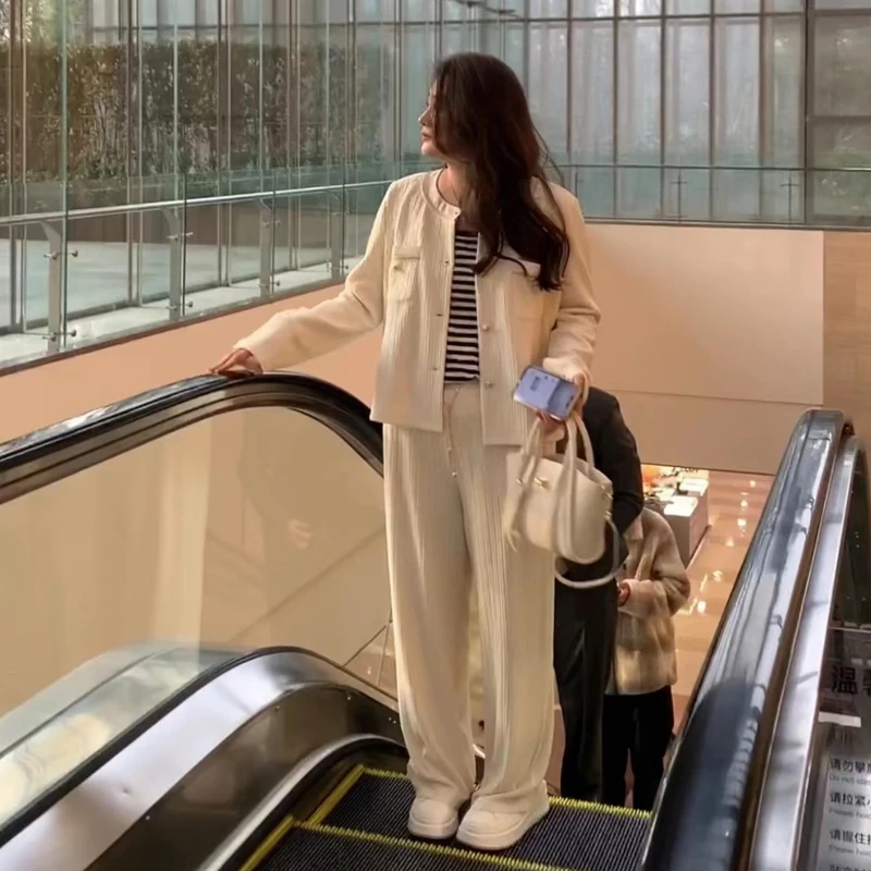 【胖佳佳】千金归来 时尚气质小香外套长裤套装春季新款HZ344968