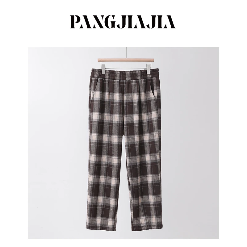 【胖佳佳】菱格腔调 加厚格子裤秋冬宽松百搭长裤H624K18084