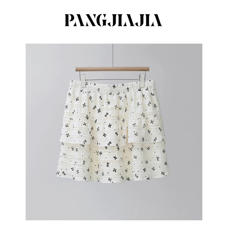 【胖佳佳】蛋糕裙 蝴蝶波点印花半身裙夏季时尚减龄短裙H624Z08034