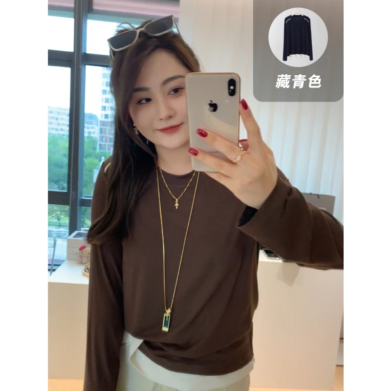 【胖佳佳】骨感线条 假两件长袖T恤时尚撞色上衣H624Z14110