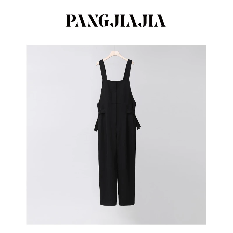 【胖佳佳】野餐日记 黑色背带裤女春季显瘦百搭直筒长裤H624Z02950