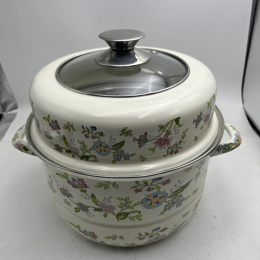 26cm【芳香】搪瓷珐琅双层蒸锅电磁炉明火通用