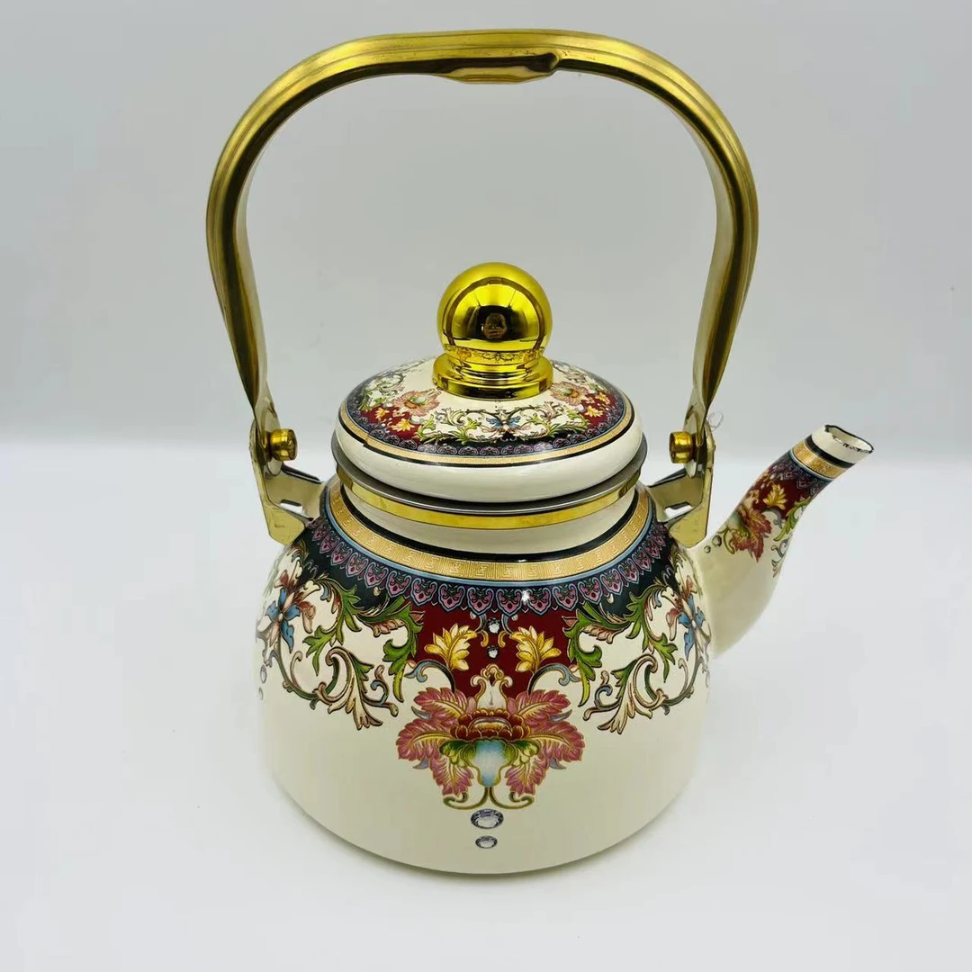 1.2L珍品搪瓷烧水壶带滤网油壶茶壶电磁炉明火通用