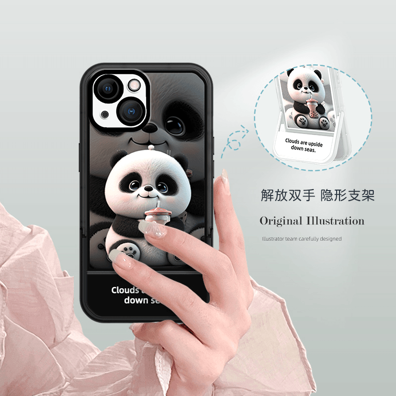 【苹果/华为/VIVO/荣耀/OPPO/小米】冰饮熊猫隐形支架少女手机壳