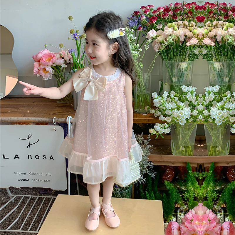 女童连衣裙夏款2025新款女孩洋气宝宝夏季无袖公主裙儿童吊带裙子