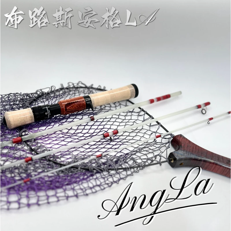 微物弹射竿玻纤竿便携式路亚竿布路斯安格LA软木超轻款实木雕刻版