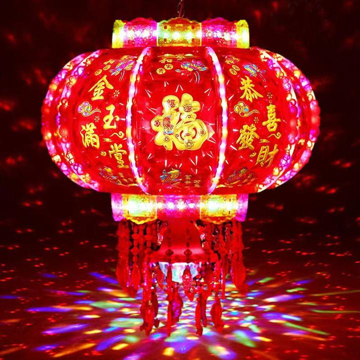 七彩水立方旋转大红灯笼春节大门阳台乔迁结婚庭院挂饰镭射亮闪款