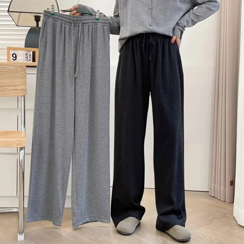 2024秋季新款加肥大码卫裤女直筒设计感宽松显瘦运动裤百搭休闲裤