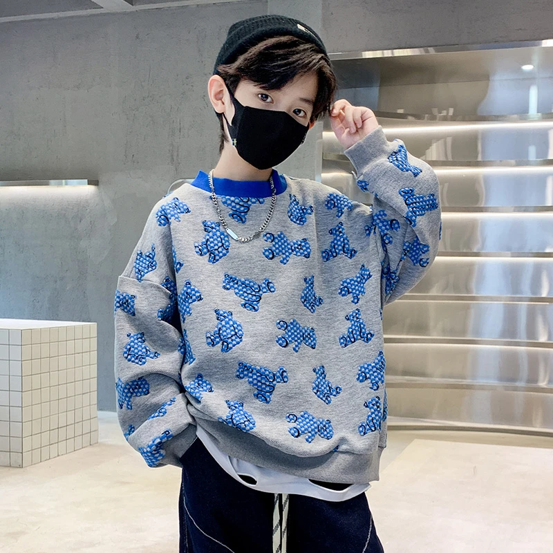 男童秋冬新款卫衣加绒潮帅气上衣儿童休闲中大童卡通冬季百搭男孩