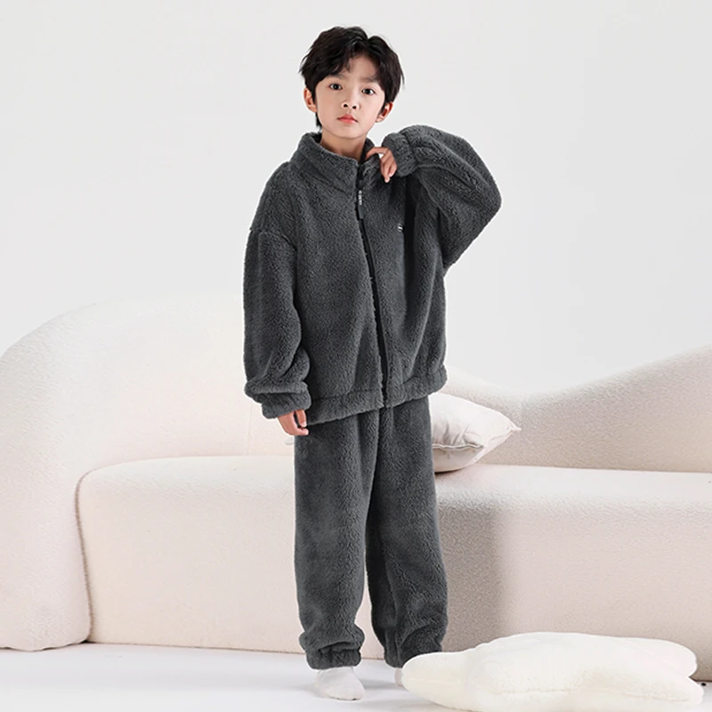 男童睡衣套装秋冬2024新款儿童家居服珊瑚绒男孩大童法兰绒保暖潮