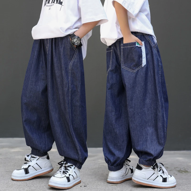 男童裤子夏装薄牛仔裤2024新款中大童夏季休闲长裤儿童透气防蚊裤