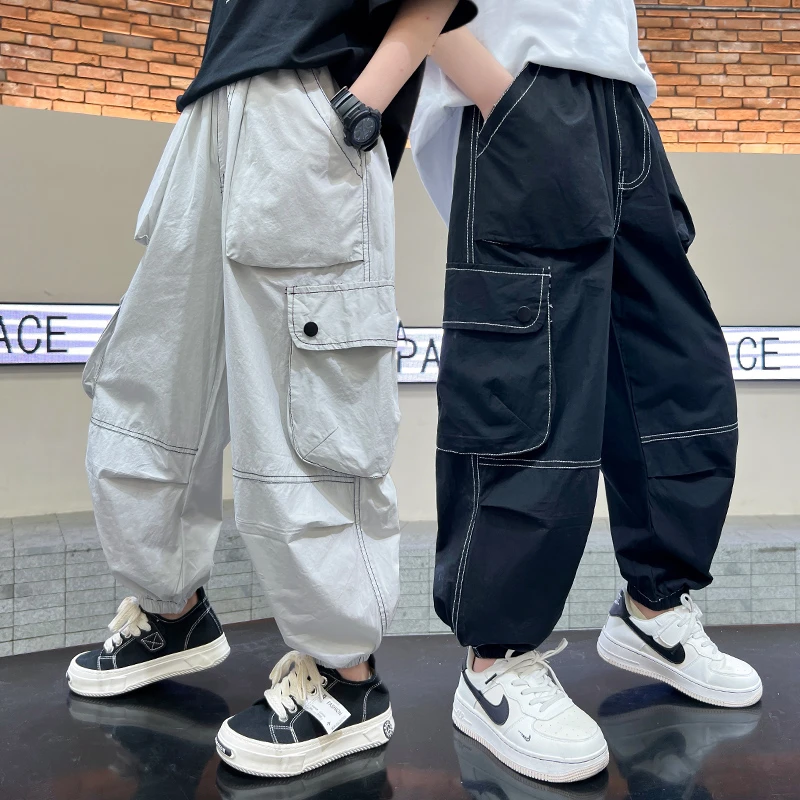 儿童装男童夏季工装裤2024新款中大童夏季休闲薄款束脚裤休闲裤潮