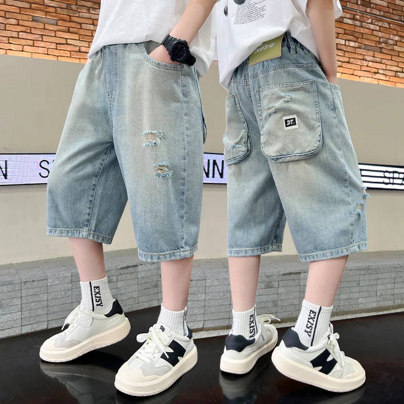 男童短裤夏装2024新款中大童男孩夏季牛仔裤薄款儿童中裤外穿帅气