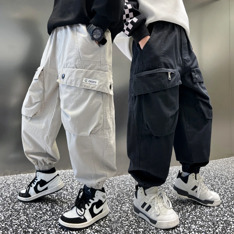 男童秋季工装裤2024新款中大童春秋束脚休闲长裤儿童宽松韩版裤子