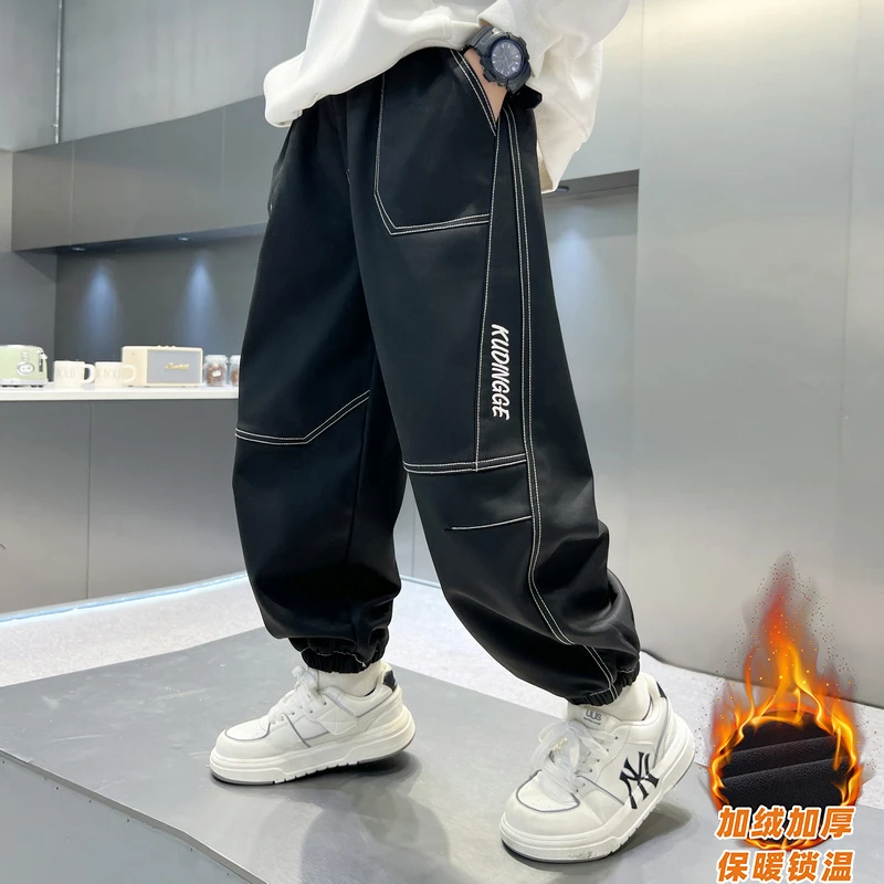 男童裤子秋冬一体加绒休闲裤儿童冬季保暖加厚长裤中大童宽松锁温