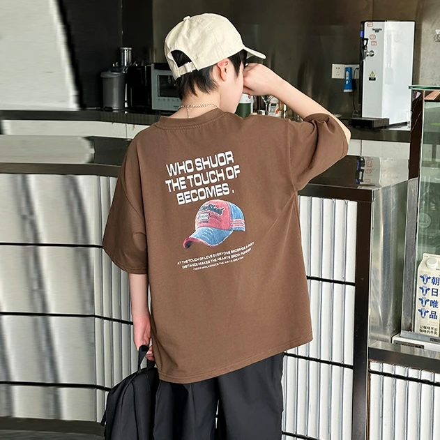 男童韩版t恤夏季短袖潮牌洋气时尚中大童夏装半袖百搭纯棉儿童ins