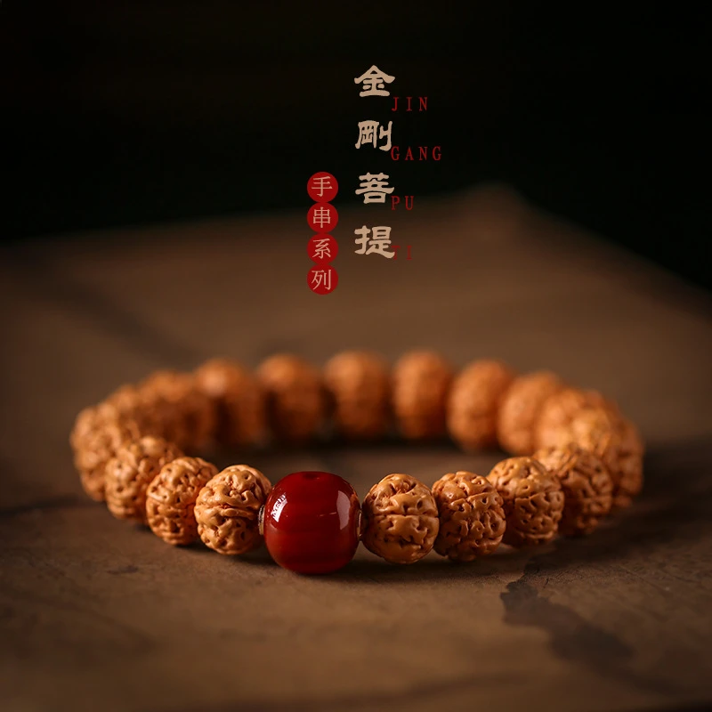 尼泊尔小金刚菩提子手串双龙纹金刚单圈手串学生男女文艺盘玩珠串