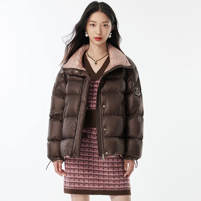 【美拉德立领羽绒服】短款保暖松花江90白鸭绒DOUBLOVE贝爱秋冬新款