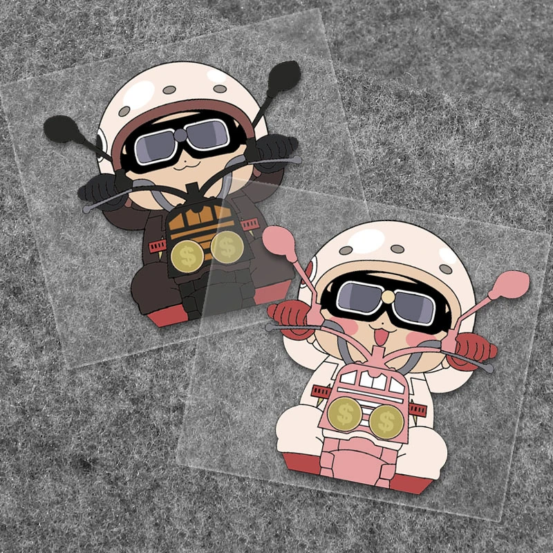 雅迪小牛电动车贴纸男生向钱冲机车小女孩车贴可爱搞笑头盔贴画