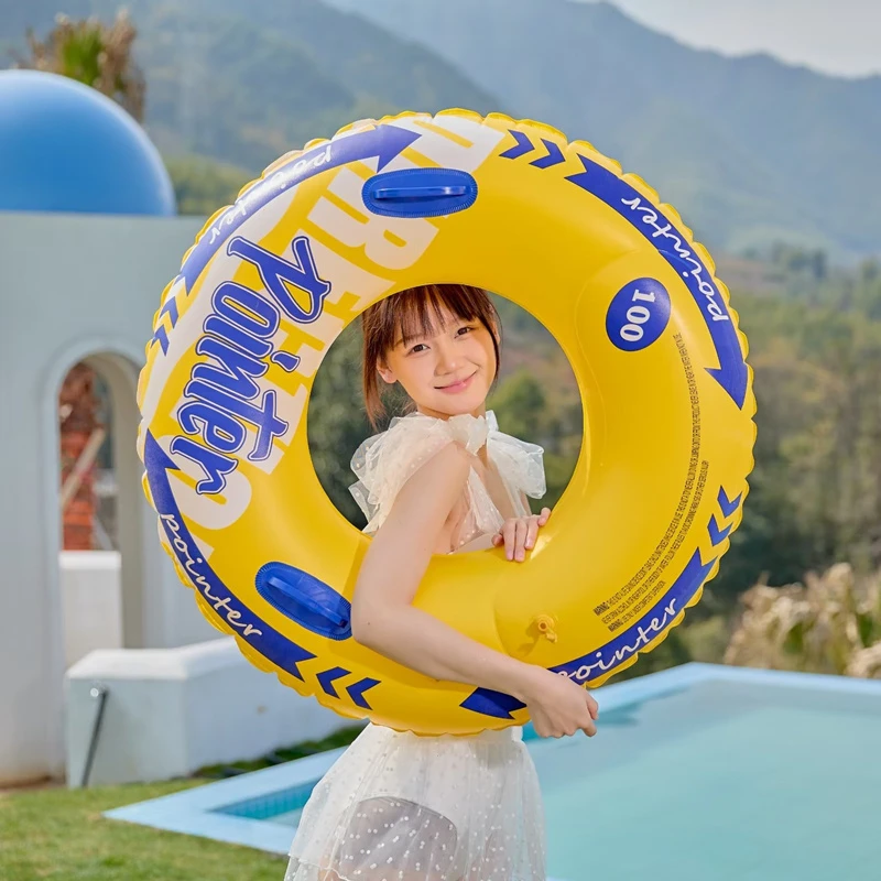 成人大号游泳圈胖子加厚带把手充气救生圈大人儿童初学者腋下浮圈