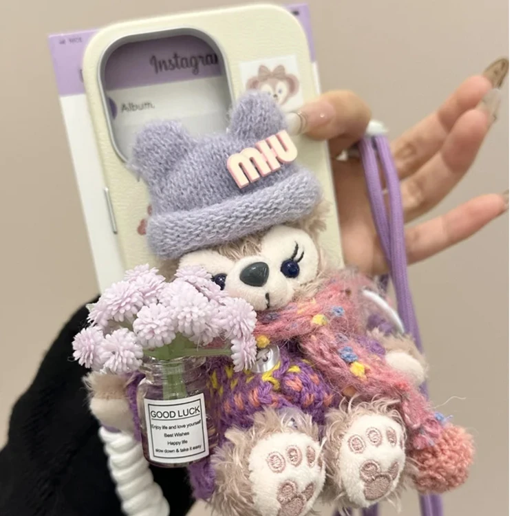 米白紫色抱薰衣草雪莉玫适用苹果16promax手机壳15pro背夹14斜跨