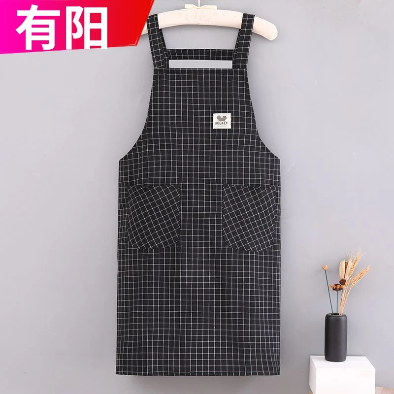 围裙纯棉背带新年围裙上班打工女透气专用耐磨工作服洋气厨房围裙