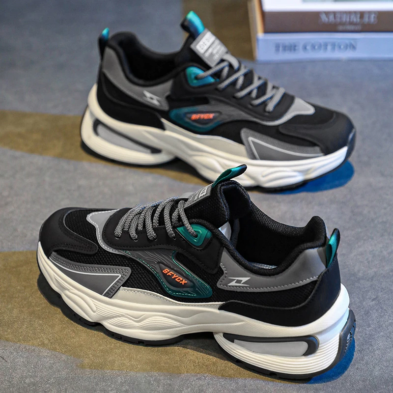 秋季男鞋潮鞋休闲运动2025青少年网面厚底百搭老爹透气防臭耐磨