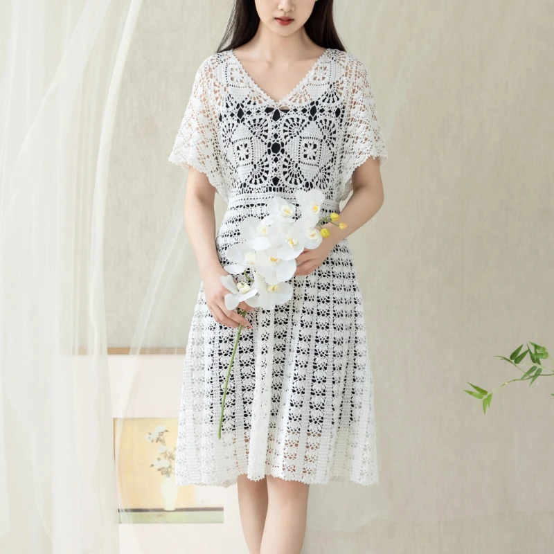 苏苏姐家淑婉连衣裙手工DIY钩针编织衣服裙子蕾丝线毛线团材料包