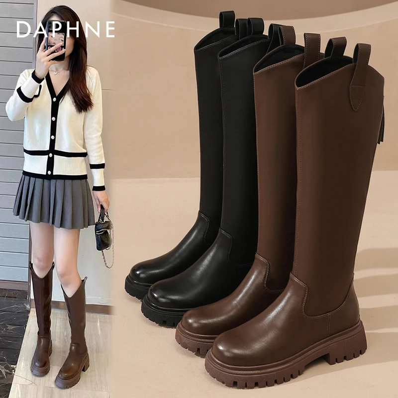 Daphne/达芙妮2024爆款小个子不过膝长筒靴厚底及膝靴4223605072