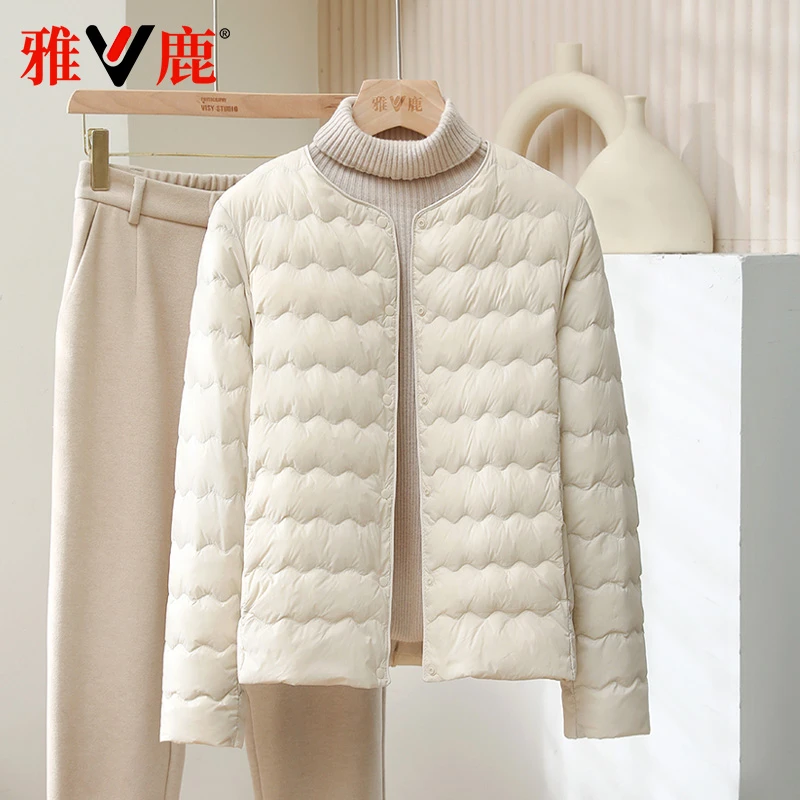 雅鹿2025新款薄款羽绒服女冬季宽松休闲百搭内胆小个子短款外套潮