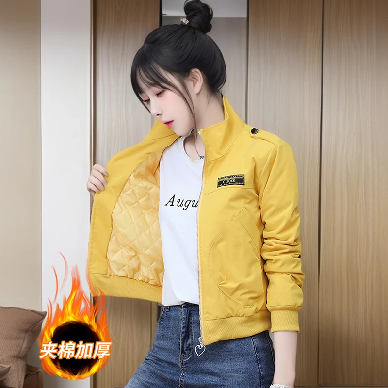 深秋初冬穿搭夹棉加厚外套女2025新款小个子夹克衫百搭立领棒球服
