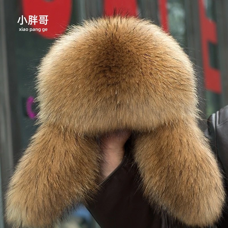 貉子毛雷锋帽男士貉子毛东北冬天中老年保暖皮草真皮帽子男秋冬季