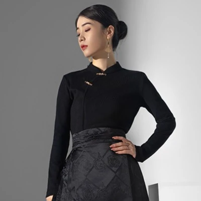 秋冬-【针织上衣】正品原创国风针织上衣纯色修身百搭春季新款
