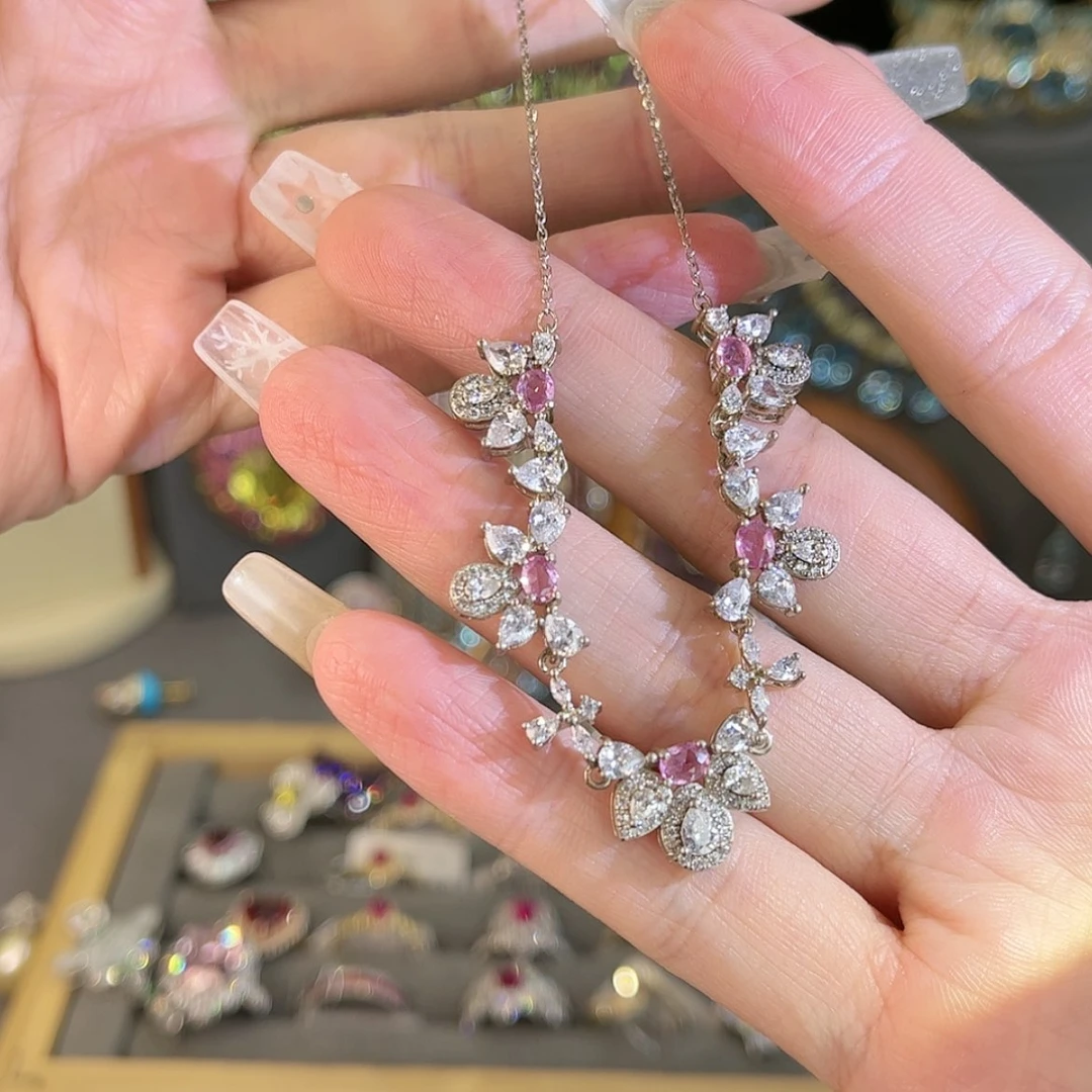 【闪购商品】彩色蓝宝石颈饰银S925镶嵌最****s