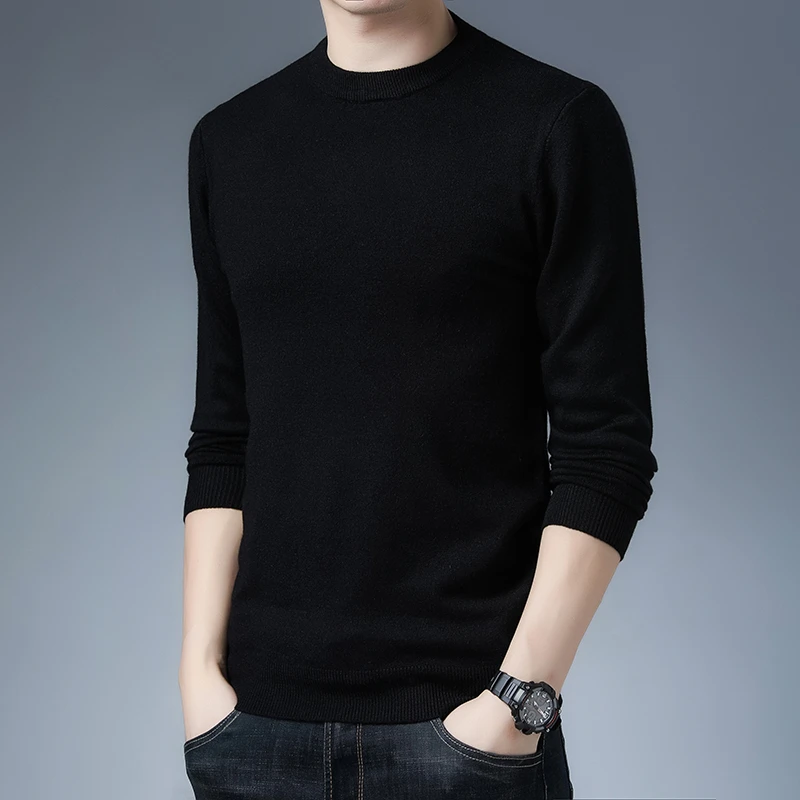 清仓鄂尔多斯市秋冬季羊毛衫男士圆领毛衣针织打底衫加厚保暖男款