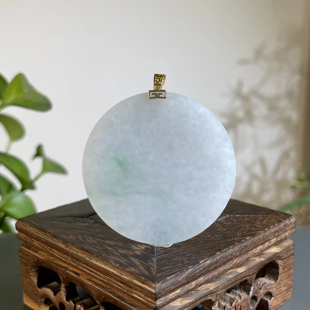 JXB10-50   天然翡翠缅甸A货 18K金扣无事牌