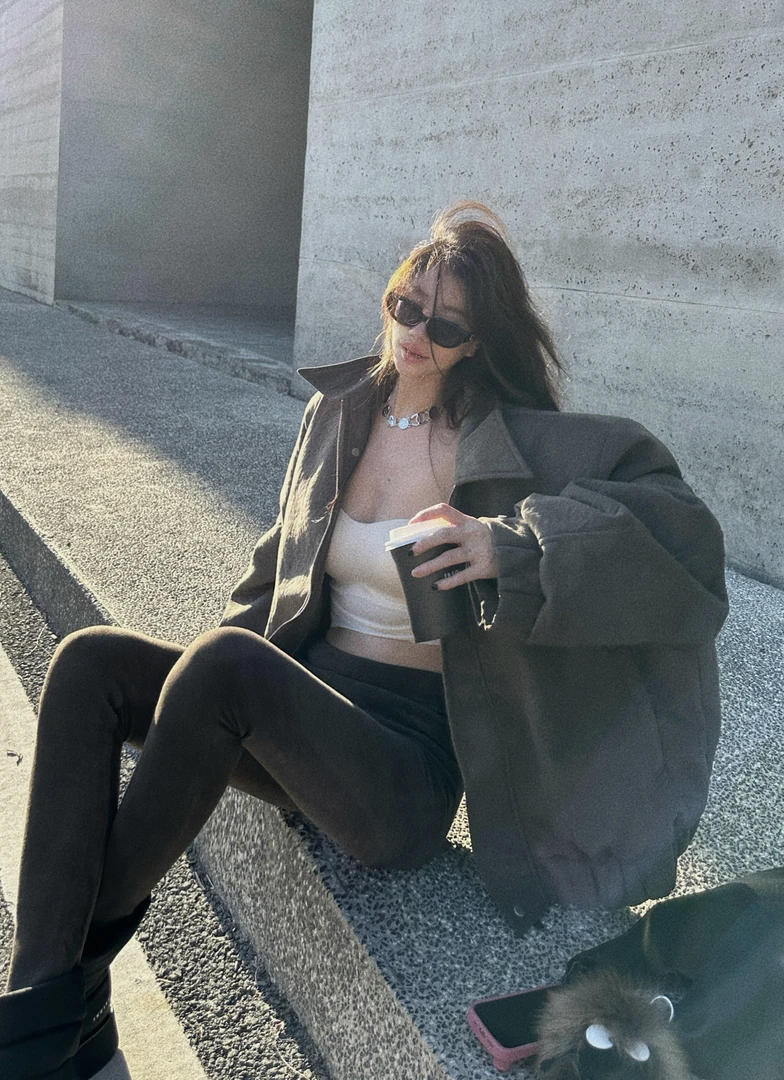 XYSF极简  休闲大轮廓宽松有范儿皮绒外套